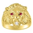 thumbnail image 1 of RYLOS  Rings Yellow Gold Plated Silver Lion Head Ring Rings For Men Men's Rings Silver Rings  Jewelry Size 10, 1 of 7
