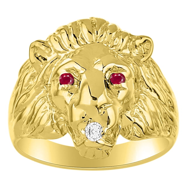 RYLOS Rings Yellow Gold Plated Silver Lion Head Ring Rings For Men Men's Rings Silver Rings Jewelry Size 11