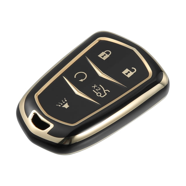 Unique Bargains Car Key Fob Cover 5 Button Remote Key Fob Case TPU Button Full Protector Cover Black for Cadillac XT5 2017-2020