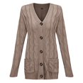 thumbnail image 4 of Women Winter Sweater Cardigan Long Sleeve Open Front Button Down Knitwear Coat With Pocket, 4 of 5