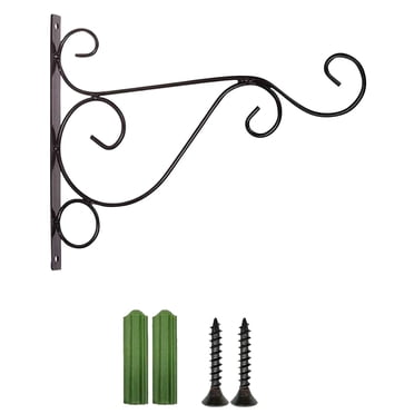 Meitianfacai Plant Hanger Bracket, Metal Plant Hanging Bracket Hook Sturdy Wall Plant Hangers Bracket for Hanging Bird Feeders,Lanterns,Planters,Wind Chimes,Ornaments with Mounting Screws(Black)