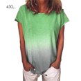 thumbnail image 1 of T-Shirt pour Femme à Manches Courtes, Col Rond, Haut Dégradé, T-Shirt Décontracté, Vert, 4TG, 1 of 5