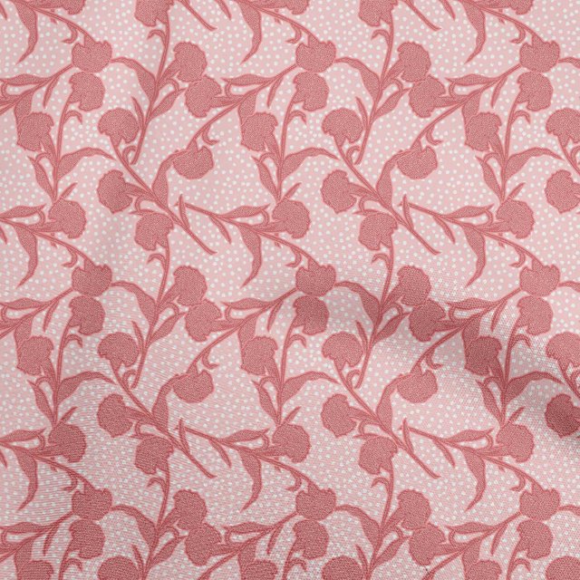 oneOone Velvet Medium Pink Fabric Floral Botanical Craft Projects Decor Fabric Printed By The Yard 58 Inch Wide