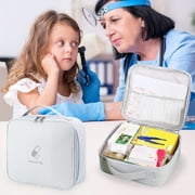 JWshufel Portable Medication Organizer with Lockable Zippers Family First Aid Kit for Travel Emergency Medications Includes Double Space for Vitamins Supplements and Diabetic Supplies