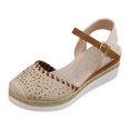 thumbnail image 1 of Bmisegm Sandales Compensées à Talon Compensé Épais pour Femmes, Tressées, Bout Rond, Bride à Boucle, Été, Sandales pour Femmes Été Blanc 7.5, 1 of 8