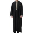 thumbnail image 2 of Birdeem Robe Musulmane pour Hommes Robe Arabe Mi-Longue Style Long Manches Longues Brodée Col Montant Poche Longue Chemise Mode Décontractée, 2 of 9