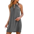 thumbnail image 1 of Weiqiqre Robes pour Femmes Grande Taille Solde de Feu Mode Femmes Été Aguichant Décontractée Sans Manches à Col Licou Robe Unie, 1 of 7