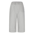 thumbnail image 4 of Summer Clearance 2025! Womens Plus Size Pants,Women Solid Color High Waisted Elastic Drawstring With Pocket Cotton And Linen Five Quarter Pants, 4 of 5