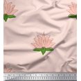 thumbnail image 1 of Soimoi Velvet Fabric Leaves & Lotus Block Print Fabric by The Yard 58 Inch Wide, 1 of 1
