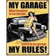 thumbnail image 1 of ORUYROP Mon Garage Mes Règles Hot Rod Garage Tiges de Rat Rétro Voiture Musclée Déco Enseigne en Tôle Enseignes Murales Hall Garage Affiche Enseigne en Tôle 7.8X11.8 Pouces, 1 of 1