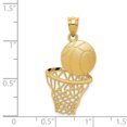 thumbnail image 2 of Pendentif en Or Jaune 14K Satin Taille Diamant Basketball & Filet, 2 of 2