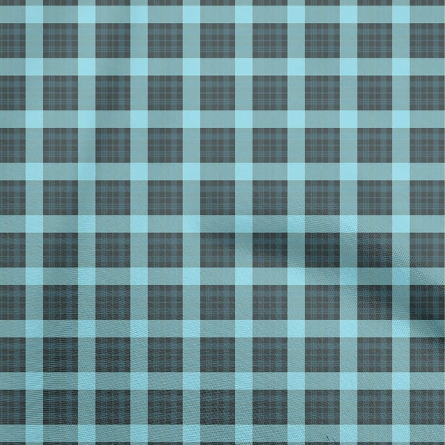 oneOone Polyester Spandex Turquoise Blue Fabric Tartan Sewing Craft Projects Fabric Prints By Yard 56 Inch Wide