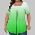 thumbnail image 1 of UPPADA Hauts Grande Taille pour Femmes Tunique Manches Courtes Col Rond Chemises Décontractées Blouse Douce Boutonnée Henley Chemises Plissées Tuniques Tendance Vert,TTG, 1 of 5