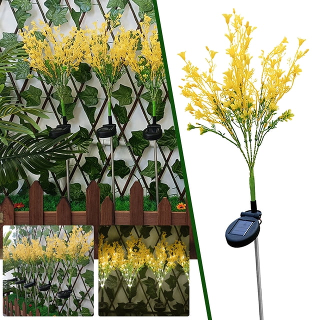 Solar Rape Flower LED Outdoor Garden Light | IP44 Waterproof Solar Decorative Lighting | 600mAh Rechargeable Battery | Yellow Flowers | 8-14 Hour Runtime | Easy Stake Install | Courtyard Pathway