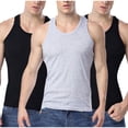 thumbnail image 1 of Timegard Débardeurs Hommes 3 Pcs Col Rond Sans Manches T-Shirts Basiques Confortables Décontractés pour l'Entraînement, 1 of 5