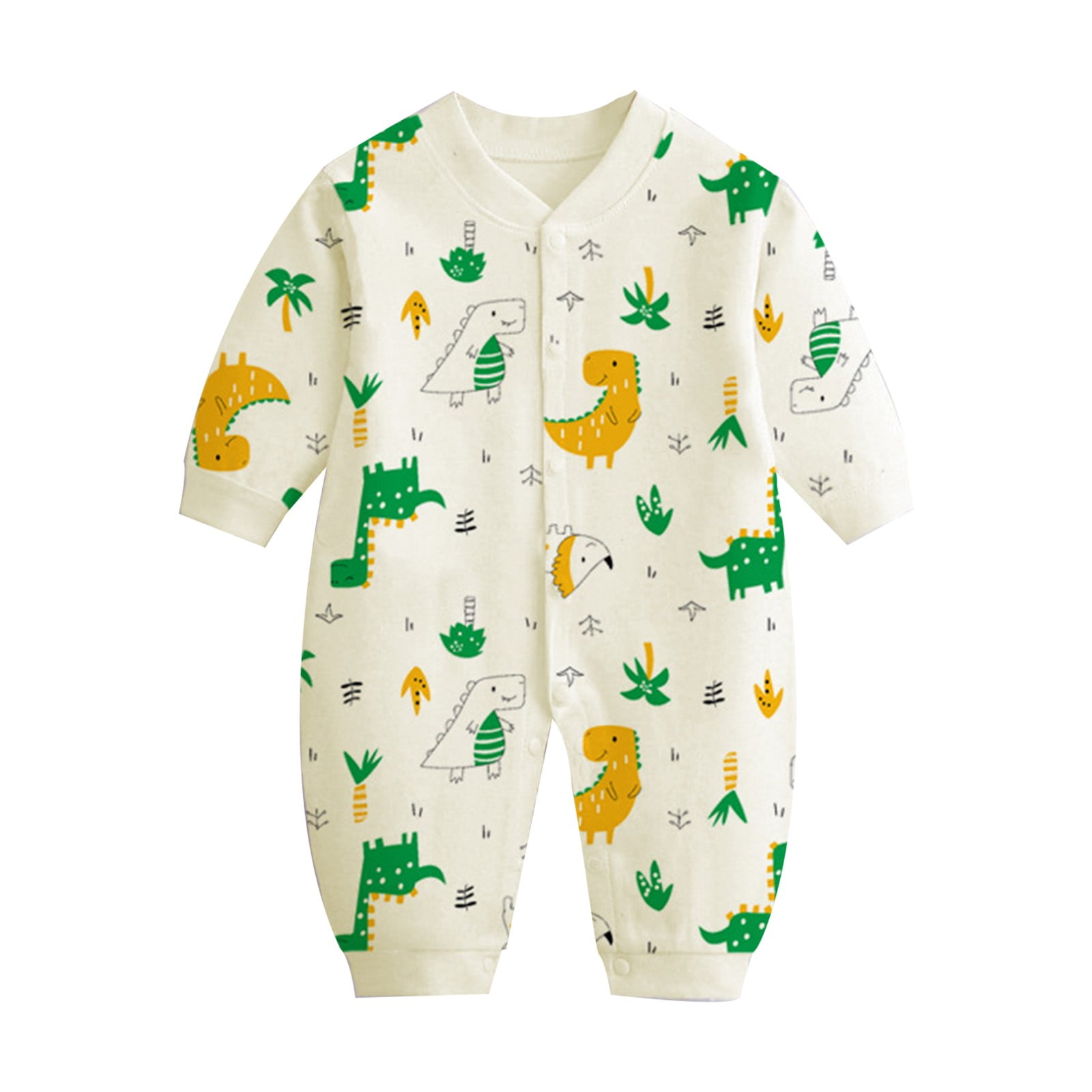 Summer Savings Clearance 2025 Bovxnpu Newborn Girl Bodysuit, Infant Cotton Bodysuits, Child Printing Newborn Button-Neck Long Sleeved Long Rompers