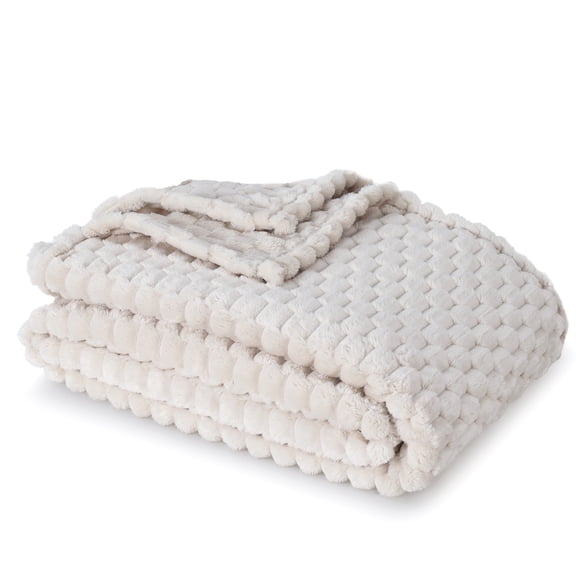 BHG Textured Velvet Plush Throw Papyrus Beige