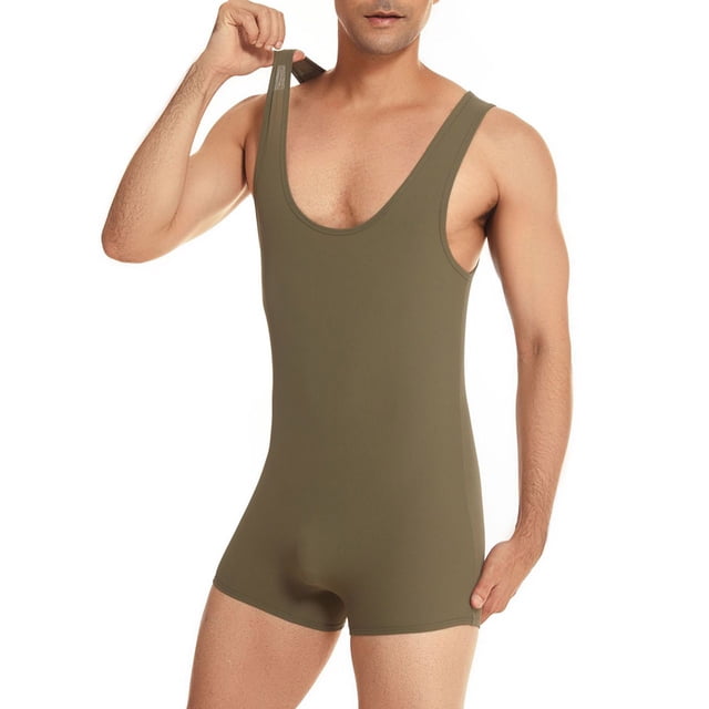 EOYWHK Mens Jumpsuits Athletic Compression Gym Workout Bodysuit Slim Fit Tank Seamless Stretch Relaxed Fit Undershirts Overalls