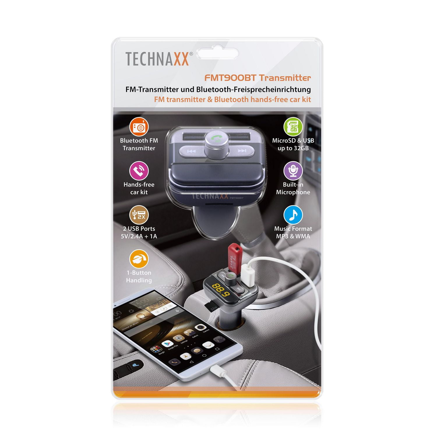 Émetteur Bluetooth Technaxx FMT900BT - Gris