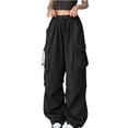 thumbnail image 2 of LSLJS Women's Casual Pants Cowboy Pocket Straight Cylinder Overalls Solid Color, 2 of 6