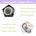 thumbnail image 4 of Amanman Pocket Mirror for Women 1x/2x Vintage Compact Mirror for Purses Hand Made Small Round Mirror Mini Mirror Women Travel Makeup Mirror (Green Stone), 4 of 7