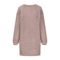 thumbnail image 3 of Robe Chandail pour Femmes 2025 Longueur Moyenne à Manches Longues Col Rond Décontractée Ample Robe en Peluche Robe Chandail Surdimensionnée Automne Hiver Ample Décontractée Douce Chandail, 3 of 5