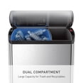thumbnail image 3 of Simplehuman 46 liter / 12 gallon dual compartment rectangular step can, brushed stainless steel, 3 of 6