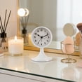 thumbnail image 4 of Minimal Round Table Clock with Pedestal Base – Silent Quartz Analog Desk Clock for Bedroom Living Room Office Home Decor, 4 of 6