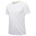 thumbnail image 1 of BOBOGOJP Chemises Classiques à Manches Courtes pour Hommes, Chandail Décontracté à Manches Courtes, T-shirt à Rayures à Col Rond (Blanc,m), 1 of 3