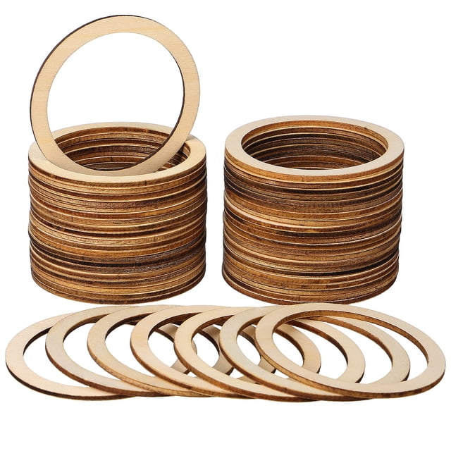 SHISUYAN 50 Pcs Tranches de Bois Rondes Bricolage Disques en Bois Ronds avec Trous pour Découpage