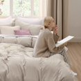 thumbnail image 3 of Bedsure Linen Duvet Cover Queen Size - Soft Prewashed Queen Duvet Cover Set, 3 Pieces, 1 Duvet Cover 90x90 Inches with Zipper Closure and 2 Pillow Shams, Comforter Not Included, 3 of 6