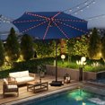 thumbnail image 4 of Costway 10 FT Solar Offset Hanging Umbrella with 96 Solar Multi-colored Flowing LED Lights Navy, 4 of 10