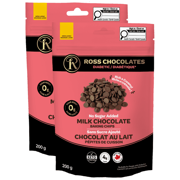 Ross Chocolates - Chocolate Baking Chips No Sugar Added Milk Chocolate x2
