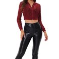 thumbnail image 1 of INSPIRE CHIC Veste Bomber Courte Transparente en Crochet Dentelle à Manches Longues avec Fermeture Éclair pour Femme m Rouge Vin, 1 of 6