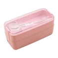 thumbnail image 2 of Dvkptbk Bento Lunch Box, Multi Layered Lunch Box with Forks Spoons, Lunch Box for Office Workers, Double Layer 750ml Portable Picnic Box for Food Fruit Snack, Meal Prep Containers, 2 of 3