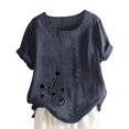 thumbnail image 1 of Birdeem Womens Summer Casual Round Neck Short Sleeve Printing Loose Shirt Tops, 1 of 5
