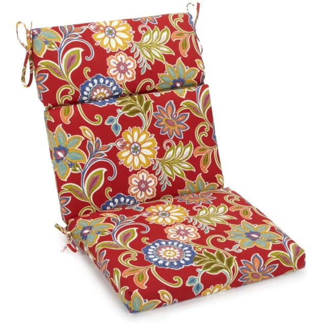 20-inch by 42-inch Spun Polyester Patterned Outdoor Squared Seat/ Back Chair Cushion, Alenia Pompeii