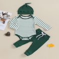 thumbnail image 2 of Baby Clothes Set  Romper with Long Sleeve Striped Pants and Hat, 2 of 9