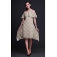 thumbnail image 3 of Bimba Grey Floral Print Cold Shoulder Women Swing Tunic Flutter Sleeve Midi Dress - Medium, 3 of 6