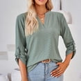 thumbnail image 2 of Pompotops T-shirt Mode Femme Col en V Manches Longues Ample en Solde, 2 of 7