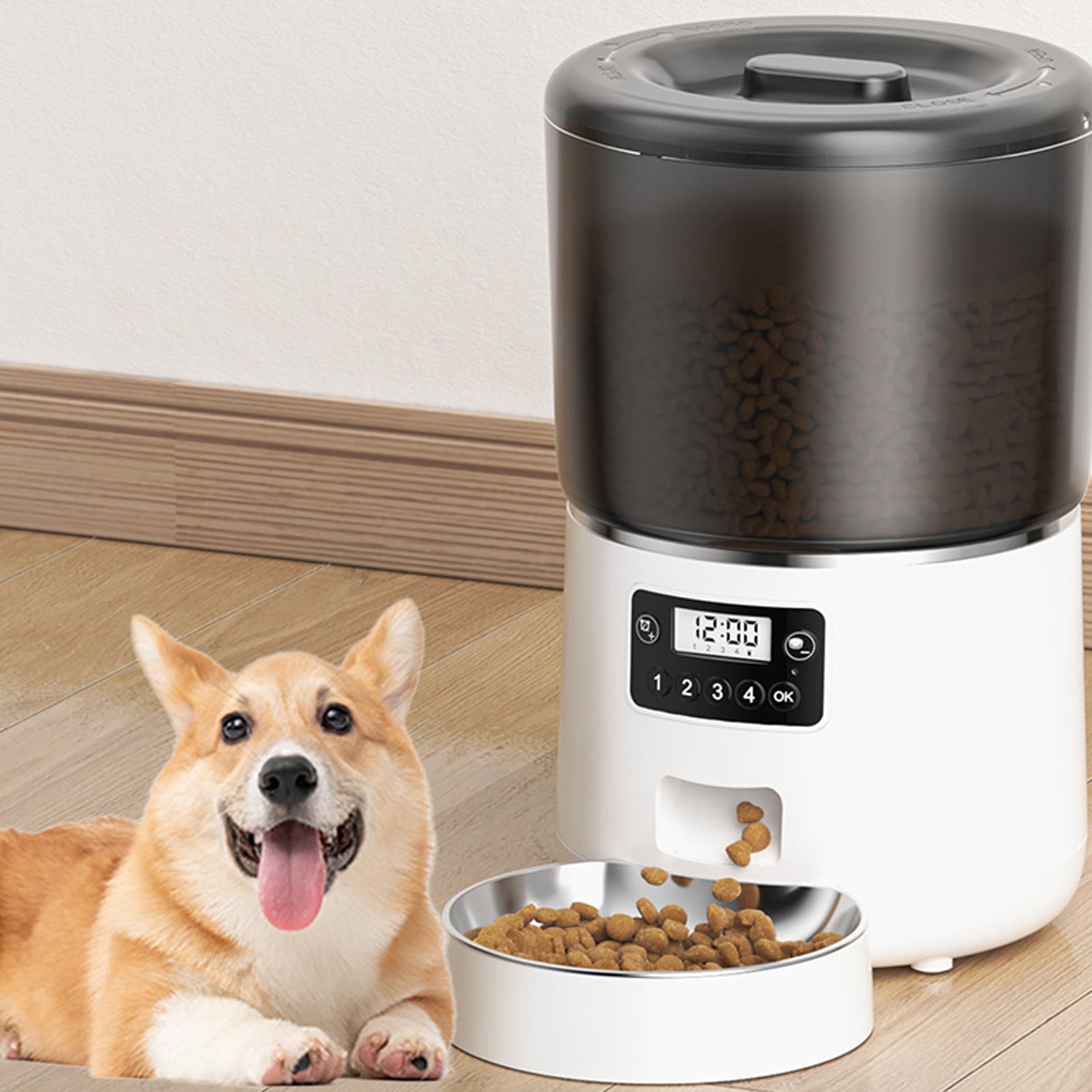 Birdeem Automatic Cat Feeder, Timed Cat Feeder with Adjustabled Feeding Schedule, Cat Dry Food Dispenser, Pet Feeders, 1-4 Meals Per Day, Dual-Power-Supply