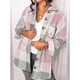 thumbnail image 2 of ORUYROP Womens Casual Plaid Shacket Button Down Long Sleeve Shirt, 2 of 5