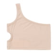 thumbnail image 4 of GPOECD Girls Dance Tank Top One Shoulder Racerback Crop Top Sleeveless Athletic Wear For Ballet Gymnastics Performance Khaki,3-4 Years, 4 of 9