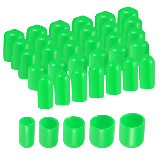 Unique Bargains 50pcs Bouchons Ronds en Caoutchouc 1/4' 3/8' 1/2' 5/8' 3/4' Protections de Filetage de Couverture de Vinyle Vert