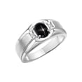 thumbnail image 3 of RYLOS Men's Rings Sterling Silver Classic 7X5MM Oval Gemstone & Diamond Ring Black Star Sapphire March Birthstone Rings For Men, Silver Rings, Size 8, 3 of 7