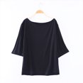 thumbnail image 2 of Birdeem T-Shirt Femme Col Rond Couleur Unie Manches Courtes Ample, 2 of 12