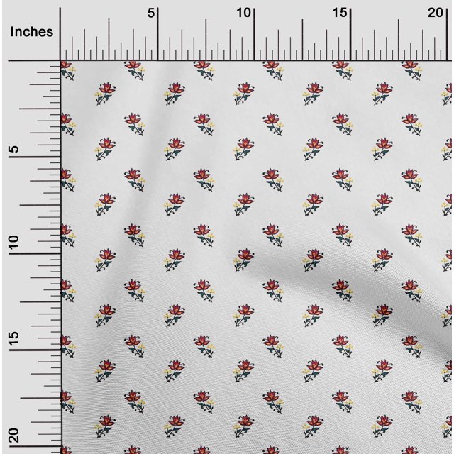 oneOone Viscose Chiffon Fabric Floral Block Printed Craft Fabric BTY 42 Inch Wide