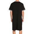 thumbnail image 2 of Men V-neck Long Sleeping Shirt, Solid Color Short Sleeve Split Hem Sleepwear, 2 of 7