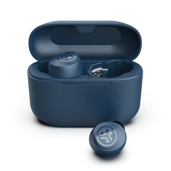 JLab Go Pop+ True Wireless Earbuds, Navy, Bluetooth, IPX4, Be Aware Mode, Customize Sound, Controls