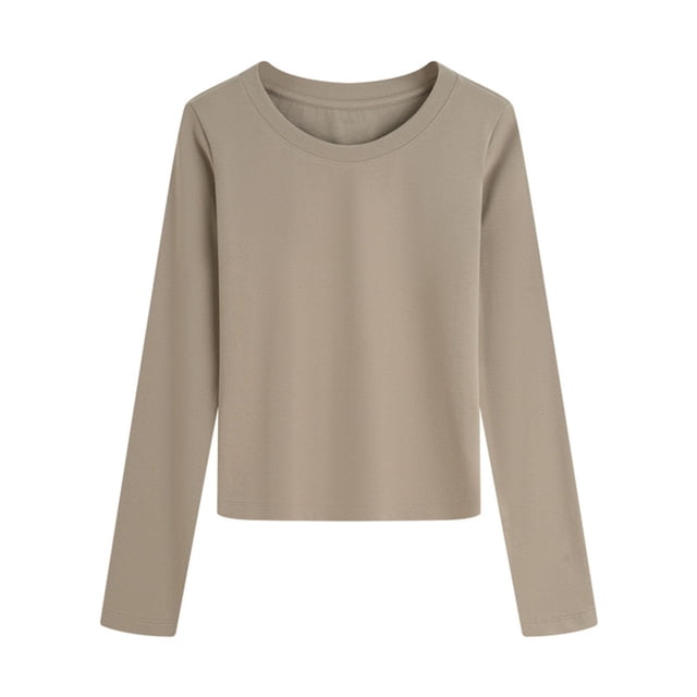 Lmnyox T-shirt Basique Décontracté pour Femmes à Manches Longues, Col Rond, T-Shirts Unis, Automne Hiver, Camisoles Amples
